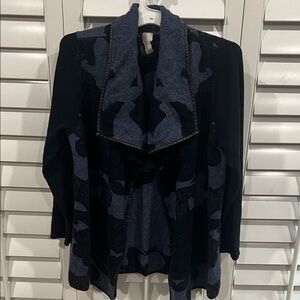 Chico's Black and Blue Abstract Jacket